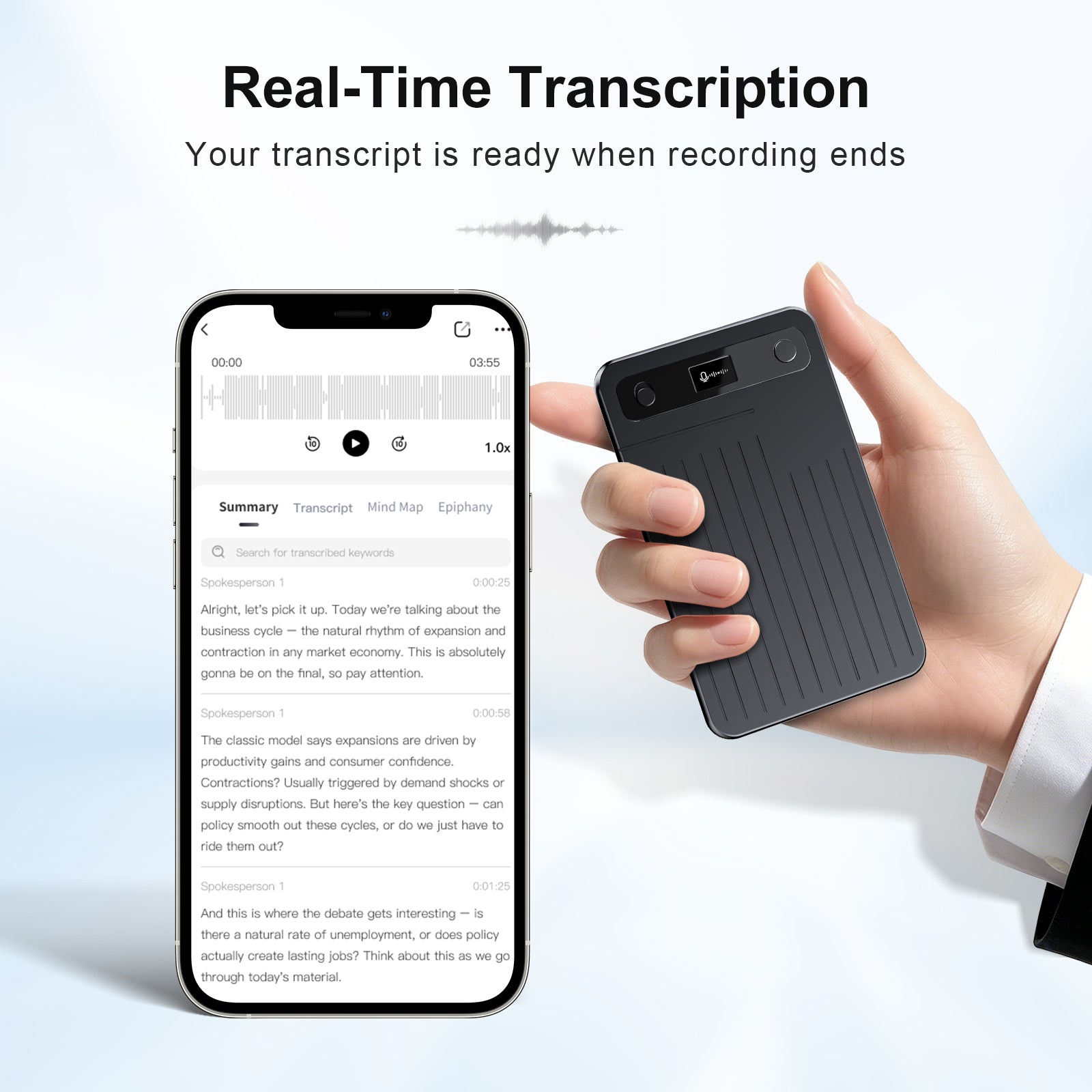 Note Pro AI Voice Recorder, 64GB AI Recorder with Transcription, Real-Time Translate 100 Languages, AI Meeting Minutes & Mind Maps, Magnetic Design, 400mAh Battery